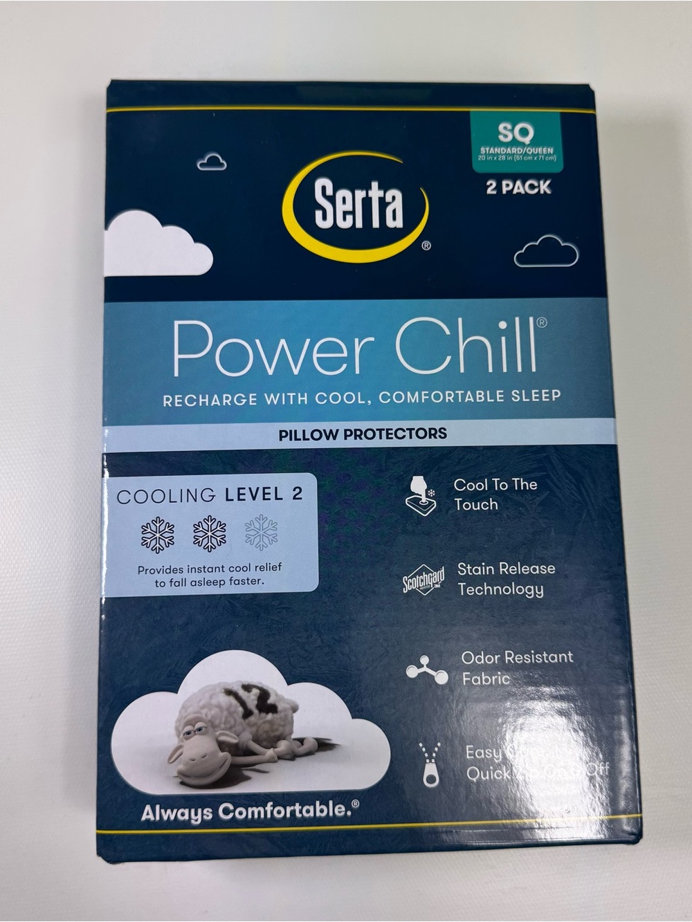 2-pack queen of Serta Power Chill pillow protectors stay cool to the touch NWT